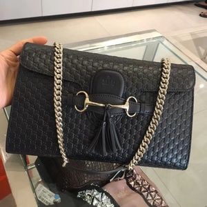 Gucci Black Micro Guccisima Leather Emily Handbag